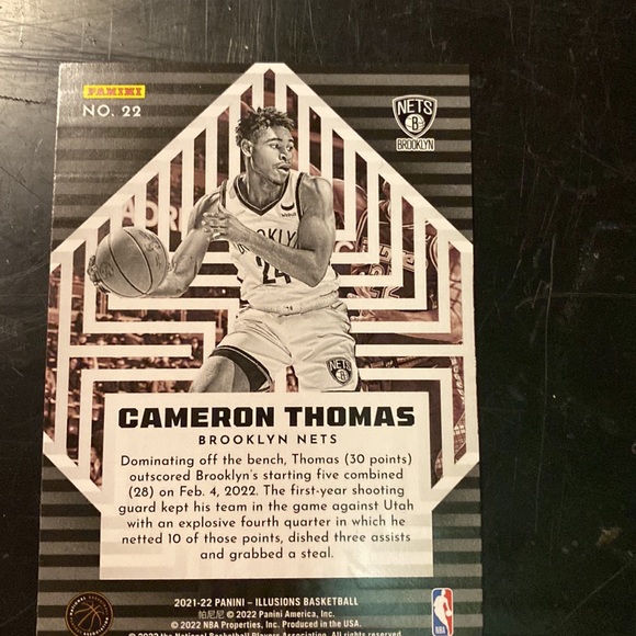 2021 Panini Cameron Thomas instant impact number 22 - Picture 2 of 2